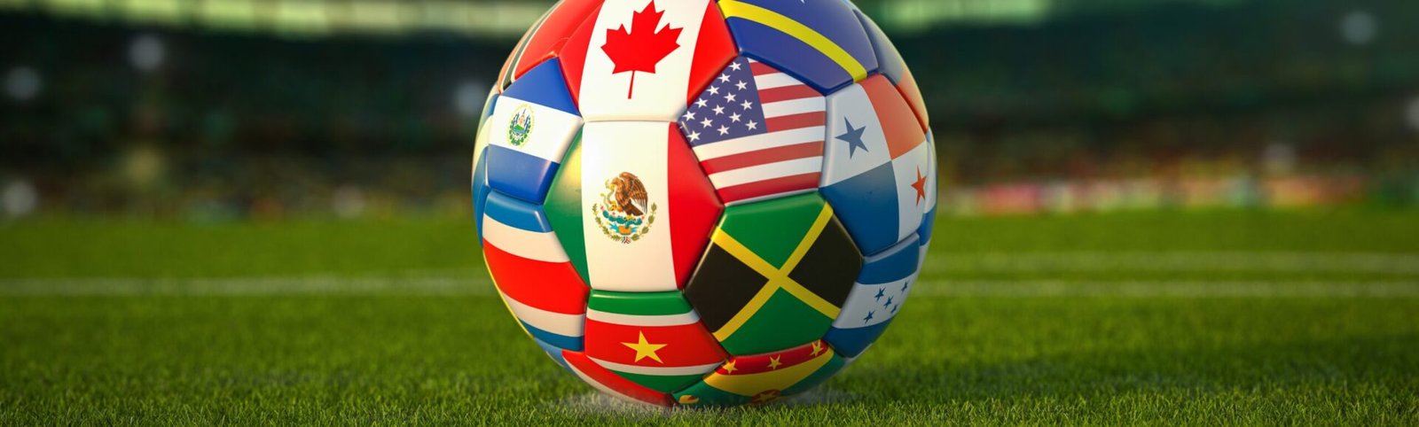 ballon de football décoré avec toutes les nations représentées pour la coupe du monde 2026